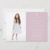 Invitation Photo moderne et élégante Pink First Communion (Devant)