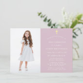 Invitation Photo moderne et élégante Pink First Communion (Debout devant)
