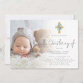 Invitation Photo moderne Eucalyptus Cross Christing (Devant)