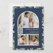 Invitation Photo moderne Eucalyptus QR Code Marine Mariage bl (Dos)
