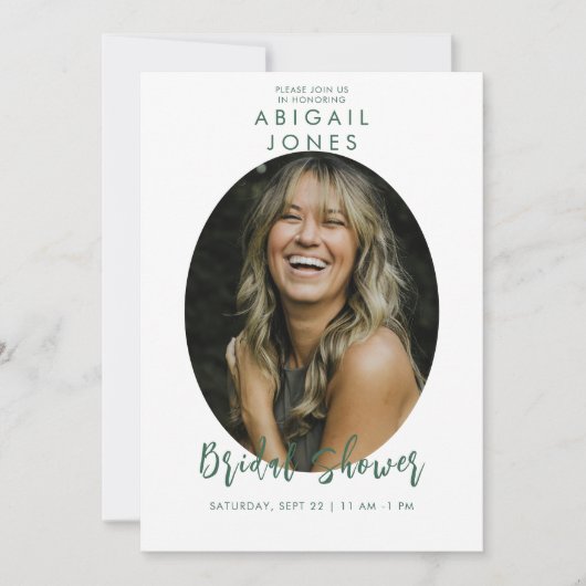 Invitation Photo moderne Fête des mariées Viridian (Devant)