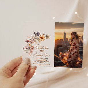 Invitation Photo Moderne Fleur sauvage Graduation