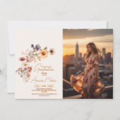 Invitation Photo Moderne Fleur sauvage Graduation (Devant)