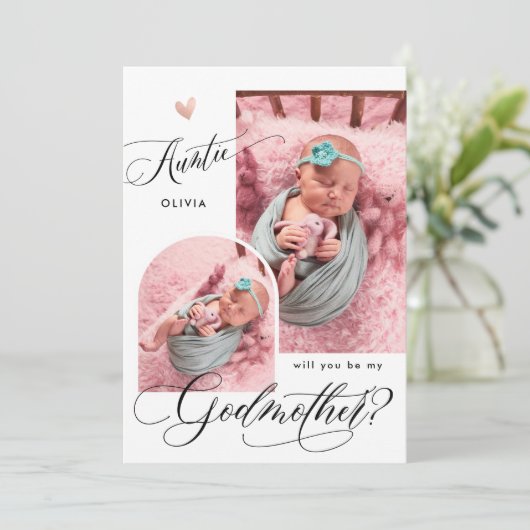 Invitation Photo moderne Godmère Proposition (Debout devant)