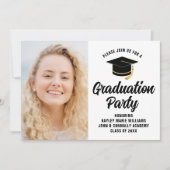Invitation Photo Moderne Graduate Black Text Graduation Party (Devant)
