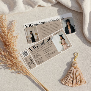 Invitation Photo moderne Graduation Party Événement Billet QR