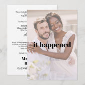 Invitation Photo Moderne Gras Juste Marié Réception Elopement (Devant / Derrière)