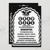 Invitation Photo moderne Gras Noir Blanc Vavy Arch Graduation (Devant / Derrière)