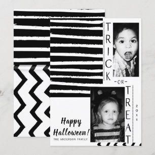 Invitation Photo moderne Halloween en noir et blanc à fort co