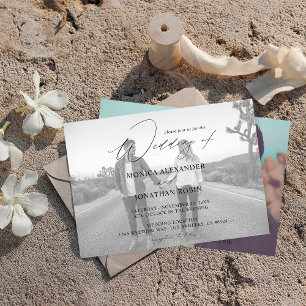Invitation Photo moderne Horizontal 4 Mariage noir et blanc