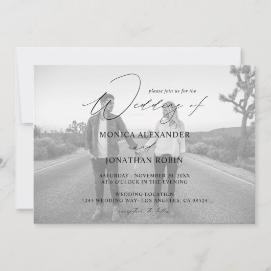 Invitation Photo moderne Horizontal 4 Mariage noir et blanc (Devant)