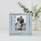 Invitation Photo moderne Icy Blue & Silver Carré Mariage (Debout devant)
