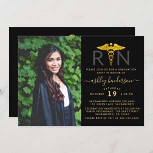 Invitation Photo moderne J.-R. Parti de la graduation des inf