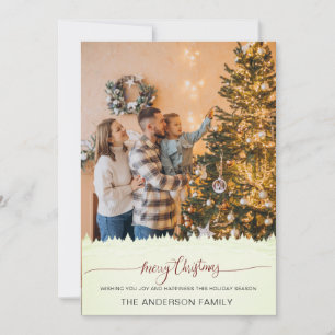 Invitation Photo moderne Joyeux Noël Arbres blancs Vacances