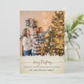 Invitation Photo moderne Joyeux Noël Arbres blancs Vacances (Debout devant)