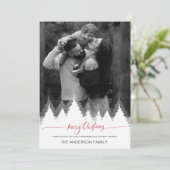 Invitation Photo moderne Joyeux Noël Arbres blancs Vacances (Debout devant)