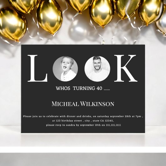 Invitation photo moderne look qui 40 anniversaire