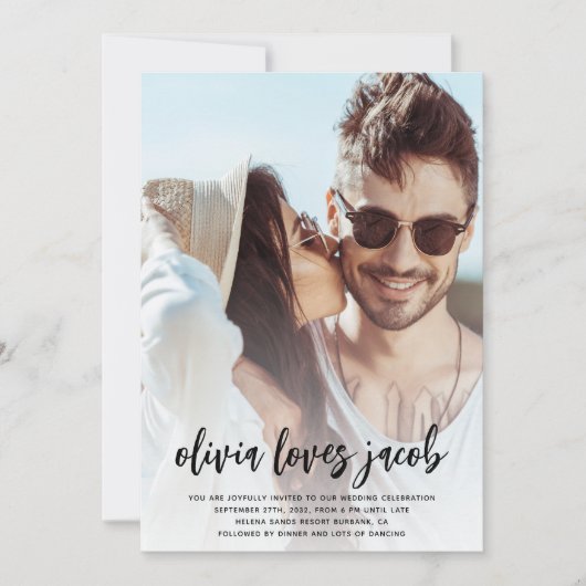 Invitation Photo moderne Mariage de code QR (Devant)