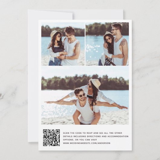 Invitation Photo moderne Mariage de code QR (Dos)