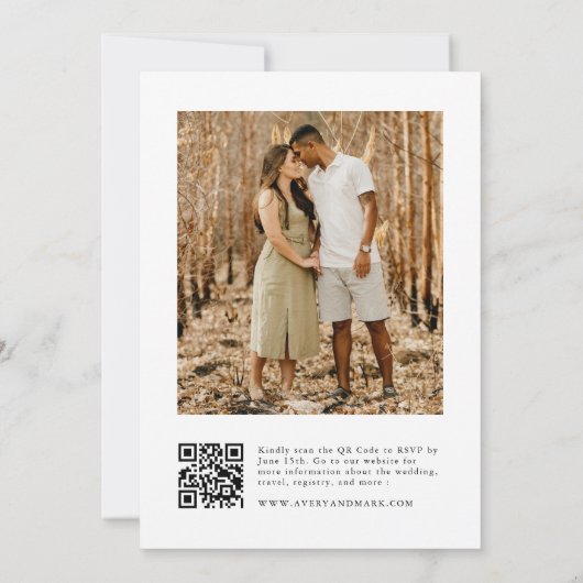 Invitation Photo moderne Mariage de code QR (Dos)