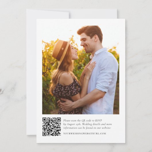 Invitation Photo moderne Mariage de code QR (Dos)