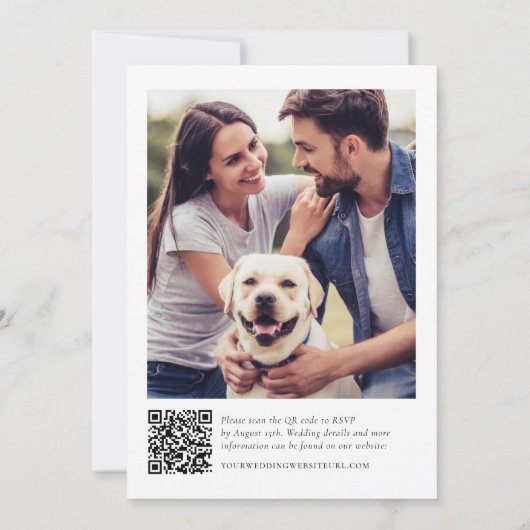 Invitation Photo moderne Mariage de code QR (Dos)