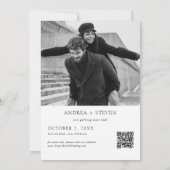 Invitation Photo moderne Mariage noir et blanc Enregistrer la (Dos)