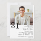 Invitation Photo Moderne Minimaliste 21e anniversaire (Devant)
