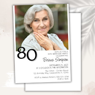 Invitation Photo Moderne Minimaliste 80e Anniversaire