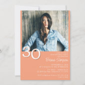 Invitation Photo Moderne minimaliste Pêche 30e anniversaire (Devant)