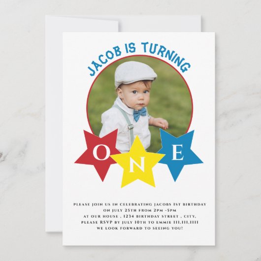 Invitation Photo moderne minimlisant 1er anniversaire (Devant)