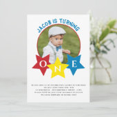 Invitation Photo moderne minimlisant 1er anniversaire (Debout devant)