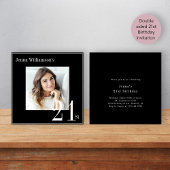 Invitation Photo moderne minimum noir & blanc 21e anniversair