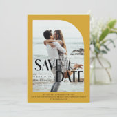 Invitation Photo moderne, moutarde-Jaune-Sauvez la date (Debout devant)