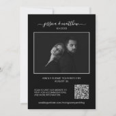 Invitation Photo moderne noir et blanc Code QR (Dos)