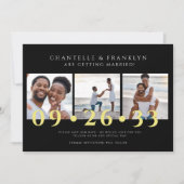 Invitation photo moderne noir et blanc enregistrer la date (Devant)