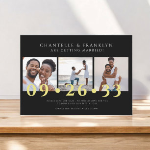Invitation photo moderne noir et blanc enregistrer la date