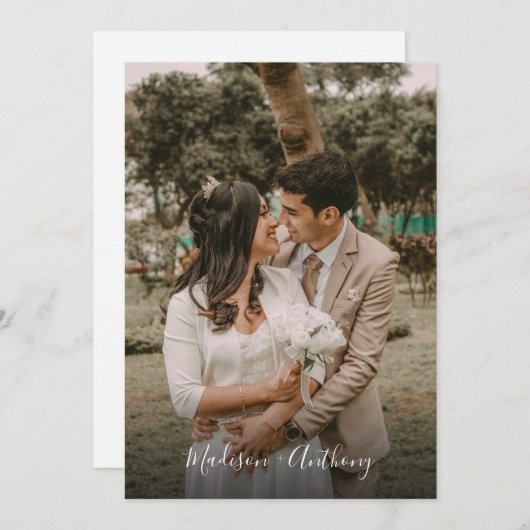 Invitation Photo moderne noir et blanc QR Code RSVP Mariage (Devant / Derrière)