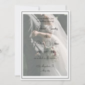 Invitation Photo moderne noir et blanc Script (Devant)