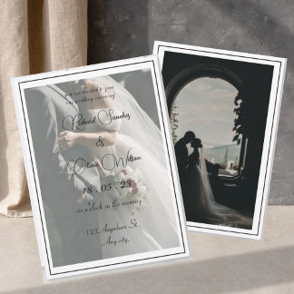 Invitation Photo moderne noir et blanc Script