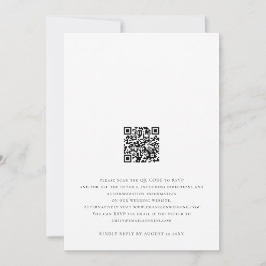 Invitation Photo moderne Obtention Hitch Code QR Mariage (Dos)