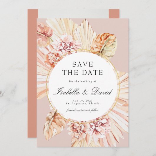 Invitation Photo moderne Pampas séché désert Enregistrer la d (Devant / Derrière)