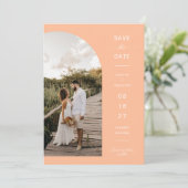 Invitation Photo moderne Peach Arch Code QR Enregistrer la da (Debout devant)