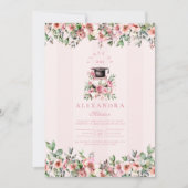 Invitation Photo moderne Pink Floral Graduation Party (Devant)