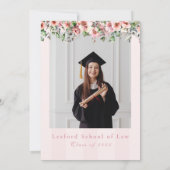 Invitation Photo moderne Pink Floral Graduation Party (Dos)