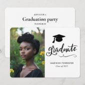 Invitation Photo moderne pour diplômés | Script élégant (Devant / Derrière)