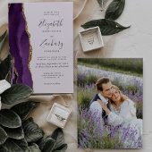 Invitation Photo moderne Purple Gold Agate Lavender Mariage
