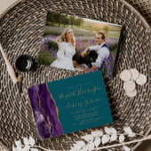 Invitation Photo moderne Purple Gold Agate Mariage Turquoise