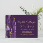 Invitation Photo moderne Purple Gold Agate Plum Mariage (Debout devant)