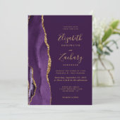 Invitation Photo moderne Purple Gold Agate Plum Mariage (Debout devant)
